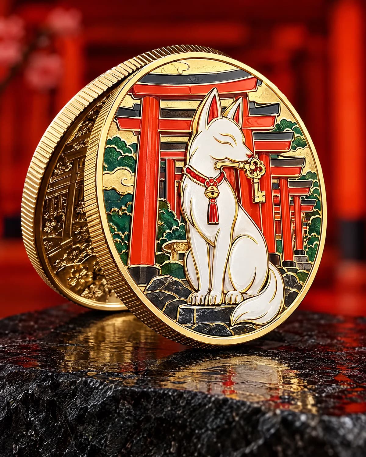 稲荷狐 商売繁盛メダル 50mm