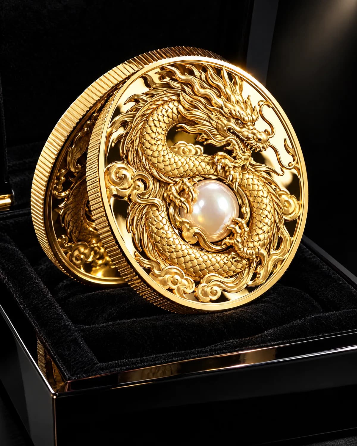昇龍 24金仕上げ 大判メダル 70mm
