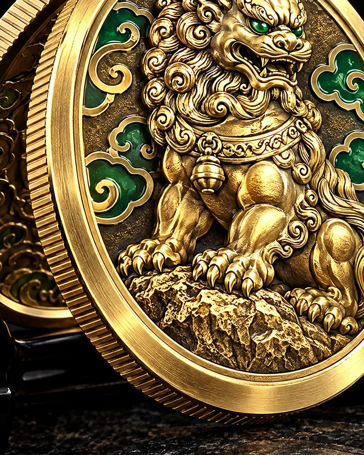 獅子 守護メダル 50mm 細部